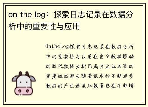 on the log：探索日志记录在数据分析中的重要性与应用